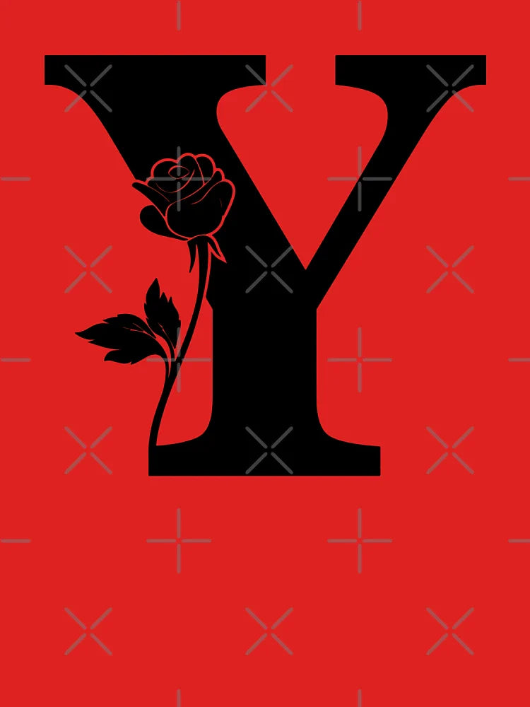 Floral Letter Y with Rose, Botanical Monogram Y, Flower Alphabet Y, Rose Decor Letter Y Classic T-Shirt