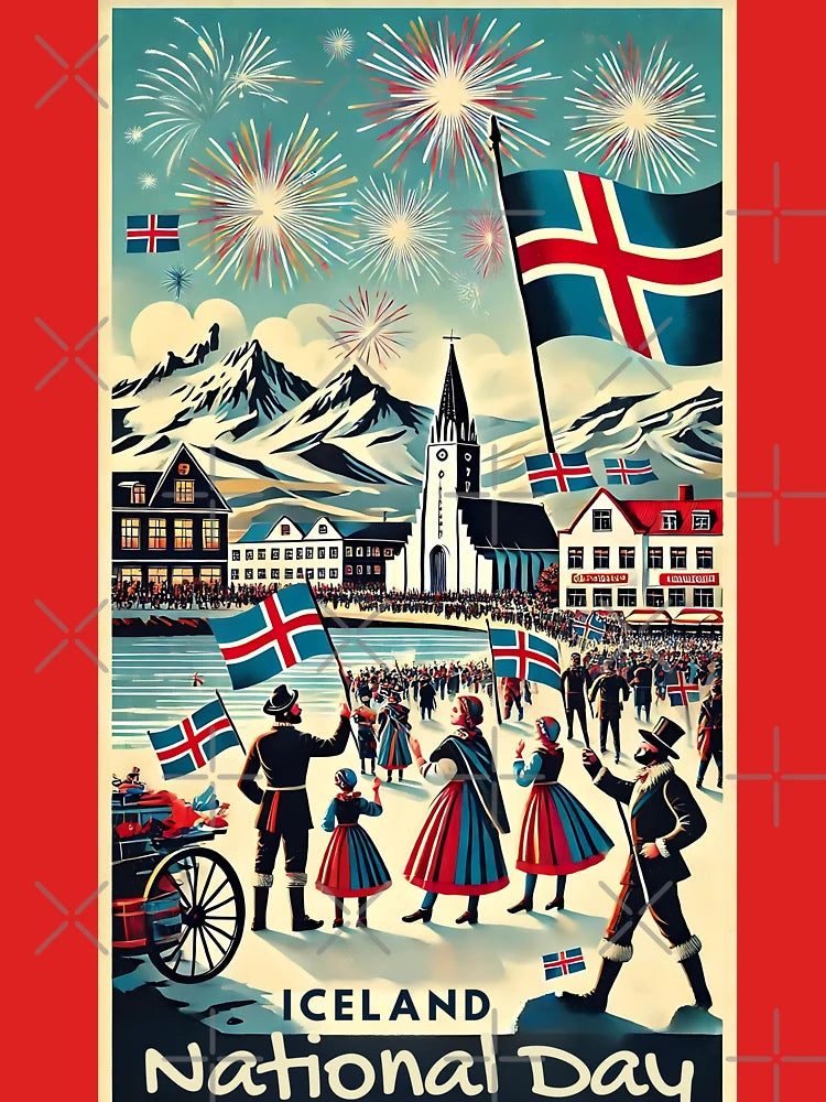 Iceland National Day Parade with Fireworks Classic T-Shirt