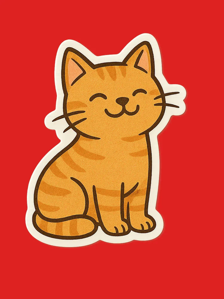 Happy Orange Tabby Cat Sticker Classic T-Shirt