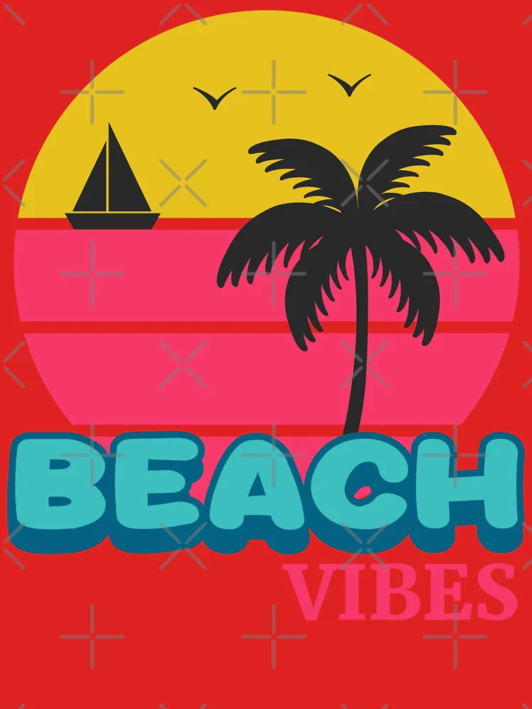 Beach Vibes - Retro Sunset Palm Tree Tropical Vintage Ocean Classic T-Shirt