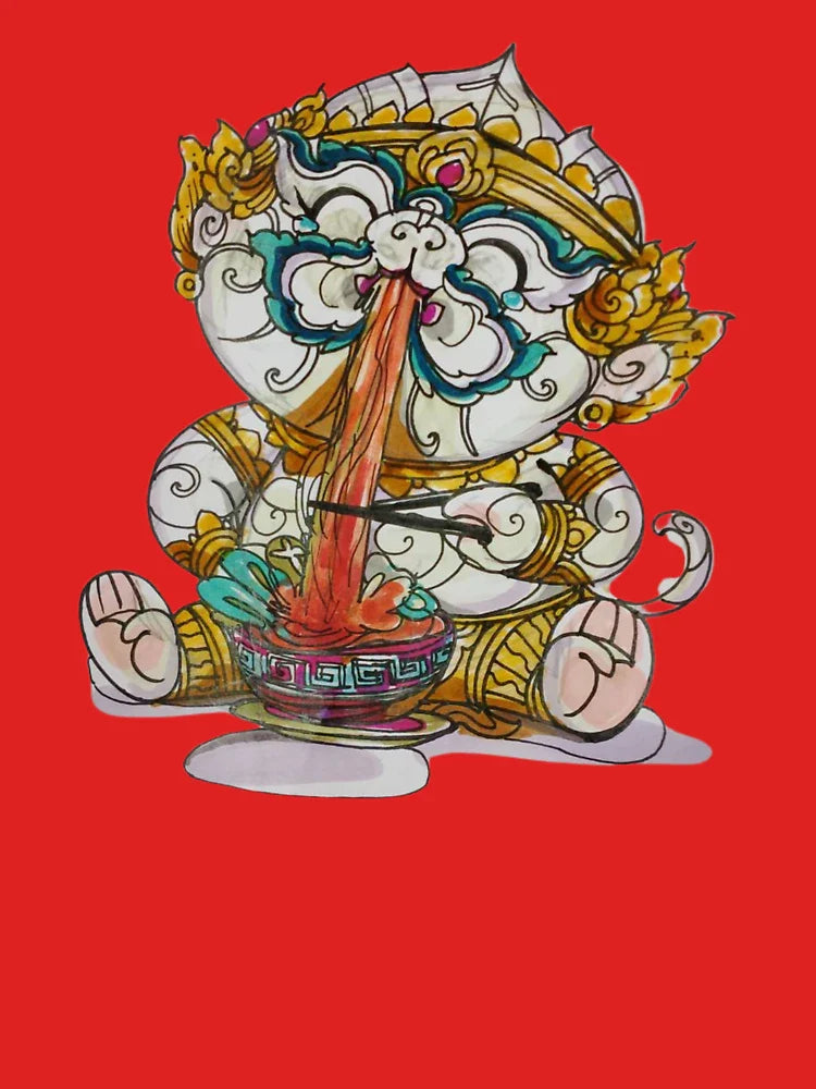 Happy Hanuman – Thai Hand-Drawn God of Joy, Wealth & Blessings (No AI) Classic T-Shirt