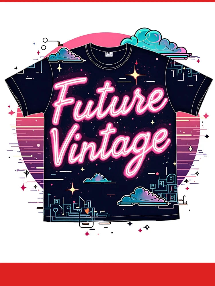 Future Vintage – Y2K Neon Circuit Glow T-Shirt Classic T-Shirt