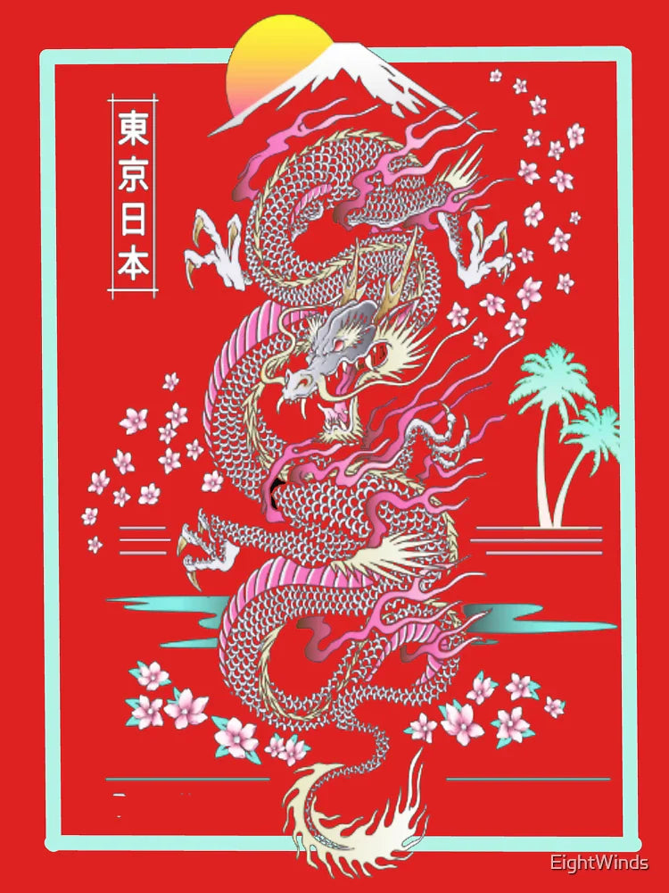 Synthwave Retrowave Japanese Dragon  Classic T-Shirt