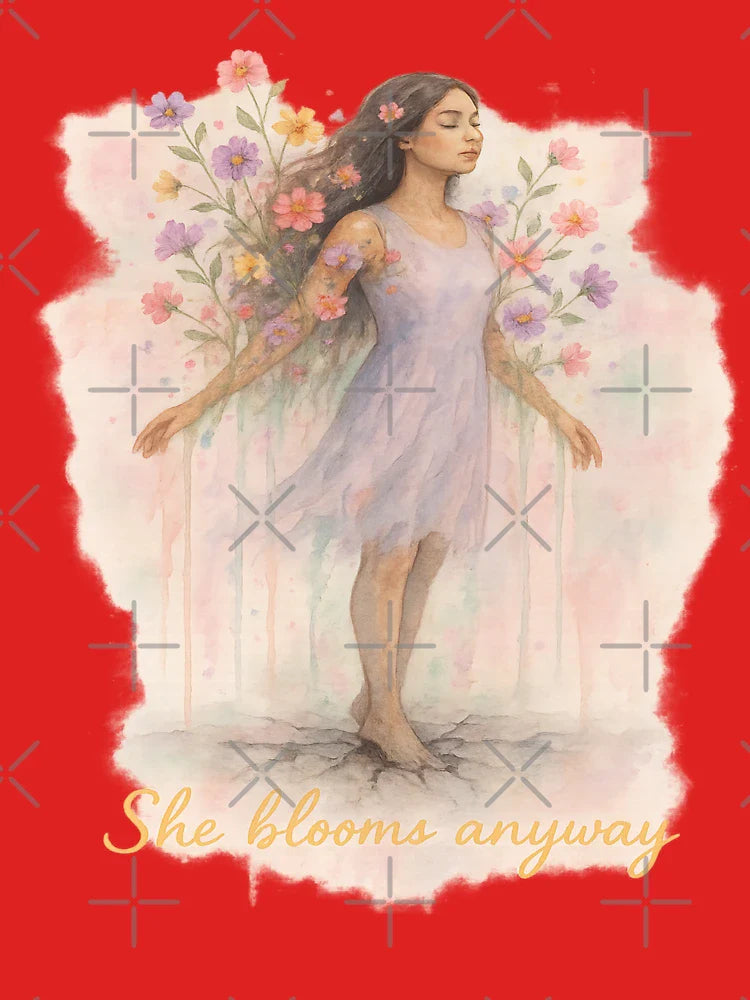 She Blooms Anyway – Feminine Empowerment Watercolor Art Prin Classic T-Shirt