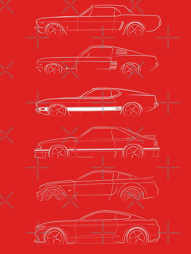 Evolution of the Ford Mustang Classic T-Shirt