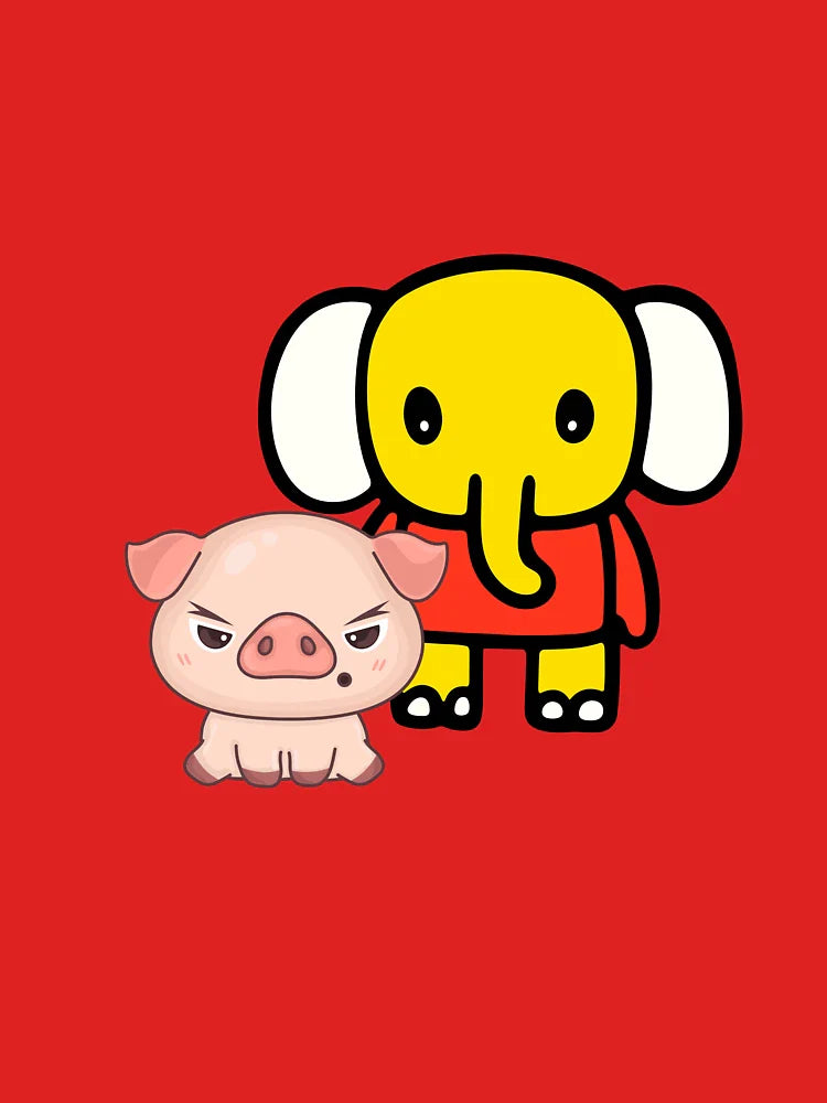 elephants and Piggie . cute cartoon animals Classic T-Shirt
