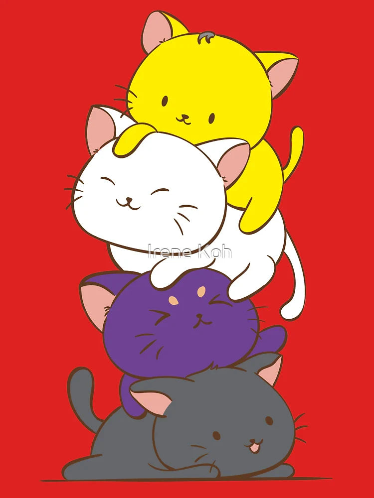 Nonbinary Pride Flag Kawaii Cats Cute LGBTQ Non-binary Kitty for Enby Classic T-Shirt