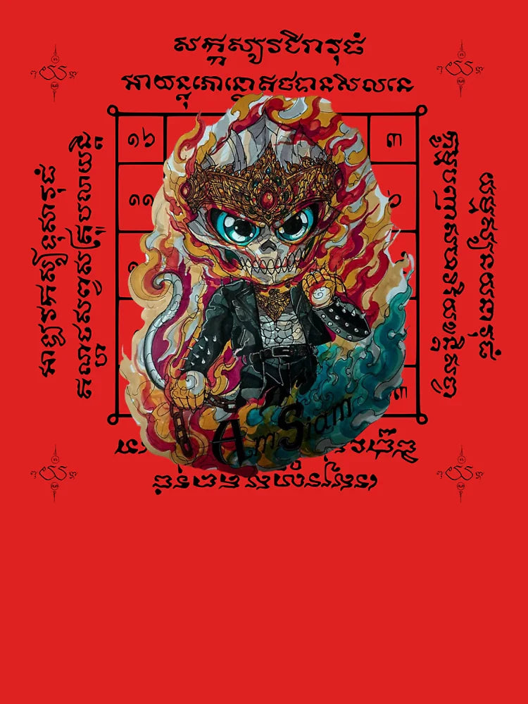 Hanuman Ghost Rider with Sacred Yantra â€“ Invincible Thai Flame Guardian Classic T-Shirt