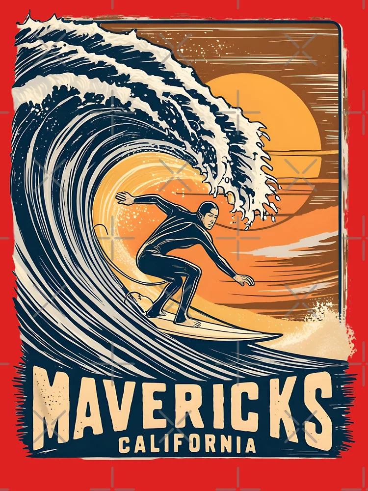 A Vintage Illustration of Mavericks - California  Classic T-Shirt