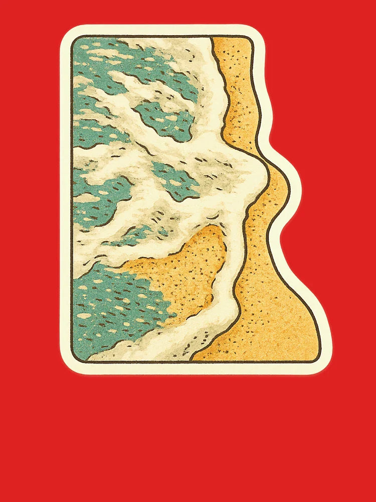 Beach Shoreline Art | Retro Sand and Waves Illustration Classic T-Shirt