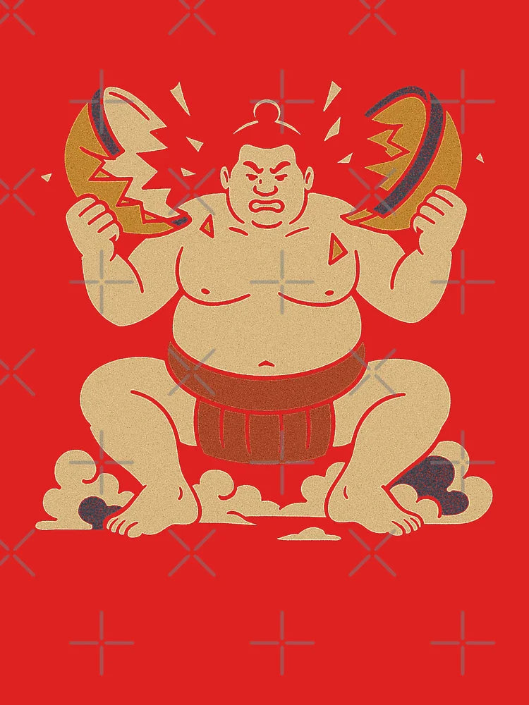 Vintage Sumo Wrestler Breaking Bowl Art Classic T-Shirt