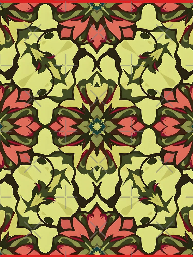 Floral Damask fabric with geometric balance and textured elegance, seamless pattern. Classic T-Shirt