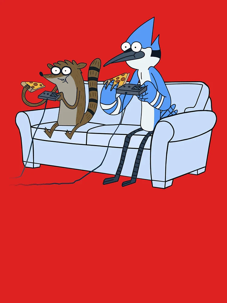 Mordecai and Rigby Pizza and Video Games Classic T-Shirt