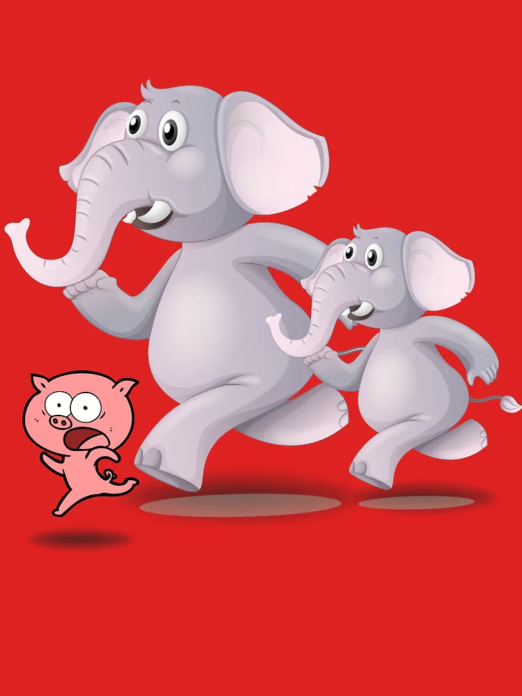 Two elephants and Piggie . cute cartoon animals Classic T-Shirt