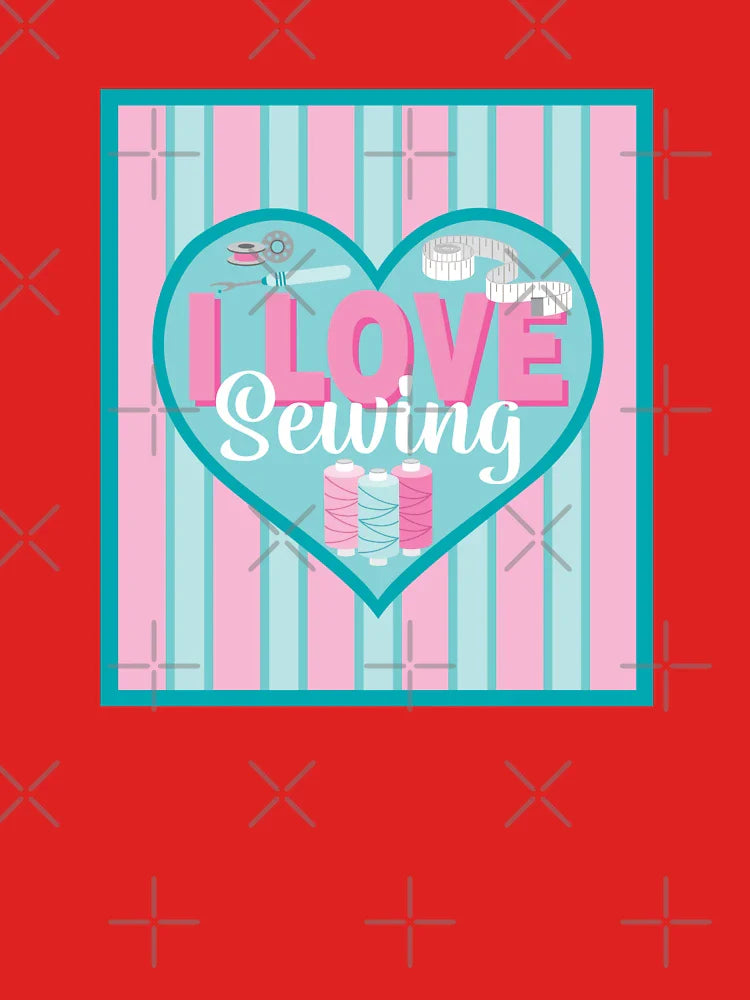 Fabric Panels I Love Sewing - PINK AND BLUE Classic T-Shirt