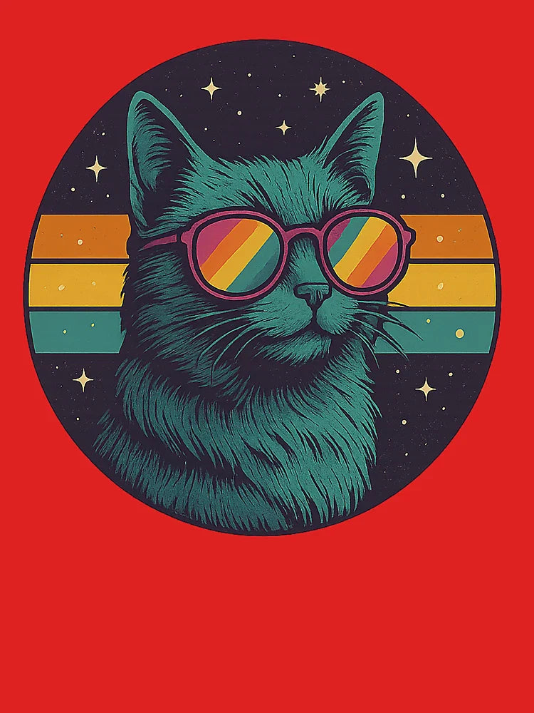 Galaxy Cat Retro Sunset – Cosmic Space Cat Vintage Design Classic T-Shirt