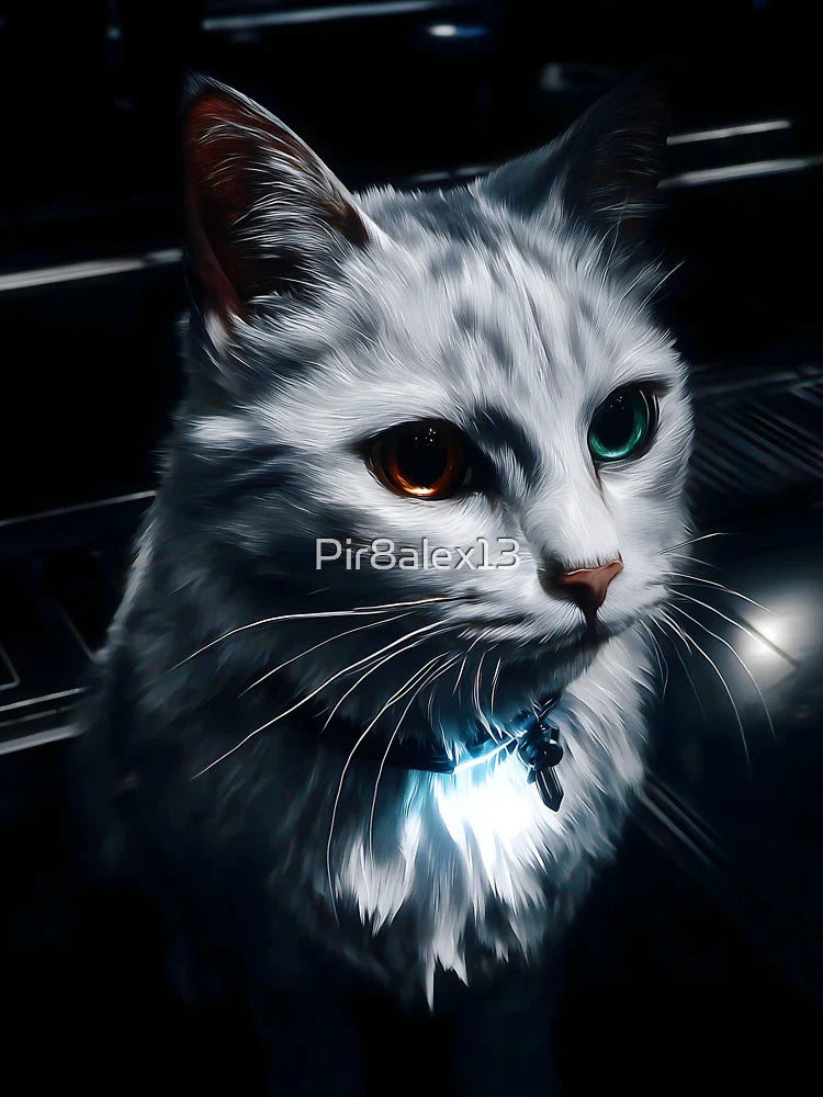 Heterochromatic Cat with Glowing Collar Classic T-Shirt