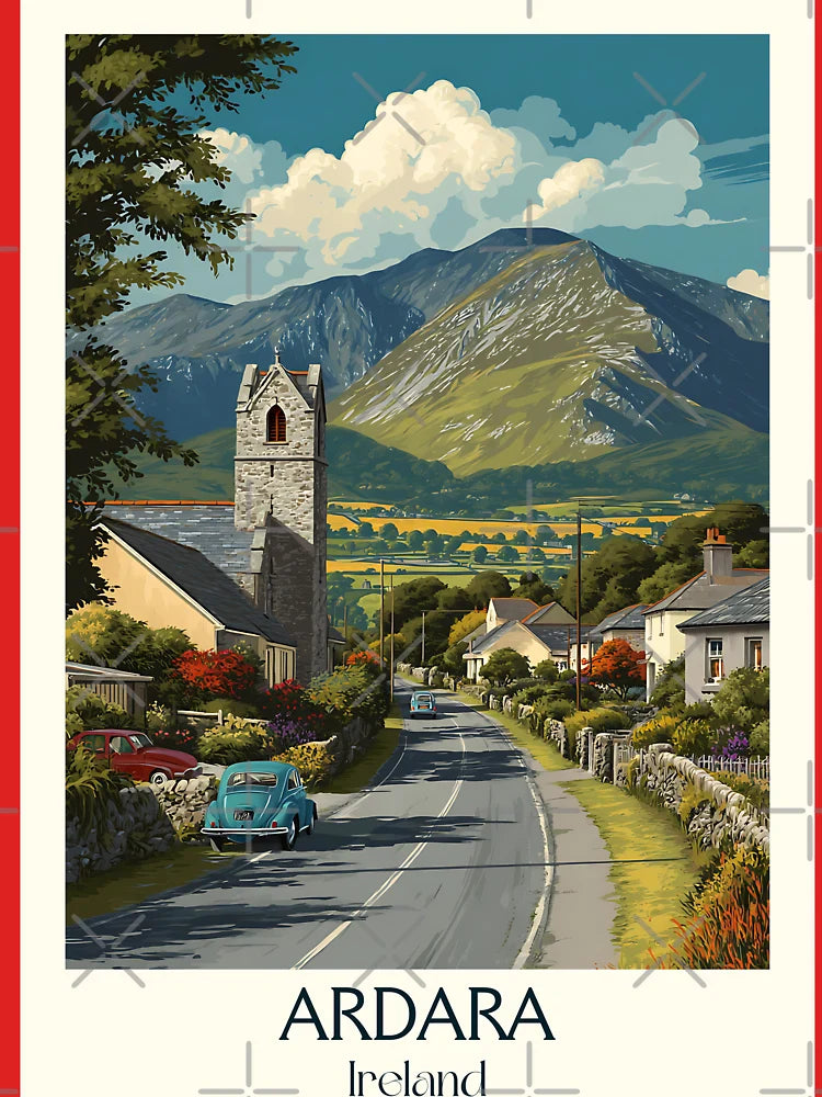 Ardara Poster – Church Tower & Rolling Donegal Hills Classic T-Shirt