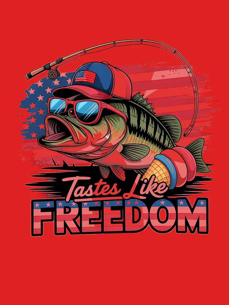 Tastes Like Freedom 4th of July Ice Cream Bass Fishing  Classic T-Shirt