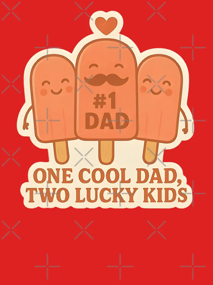 One Cool Dad, Two Lucky Kids – Funny Popsicle Family Sticker Classic T-Shirt