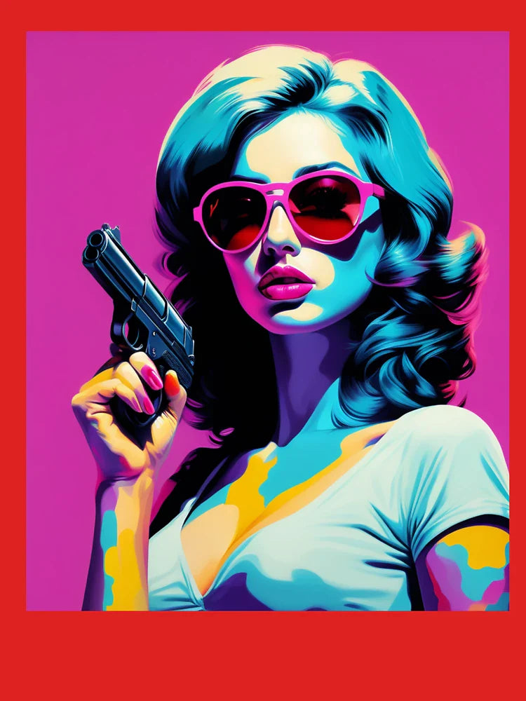 Pop Lofi Girl Aesthetic Potrait - Girl Holding a Gun Classic T-Shirt
