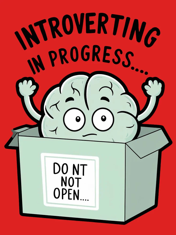 Introverting in Progress – Funny Lazy Brain Illustration for Introverts Classic T-Shirt