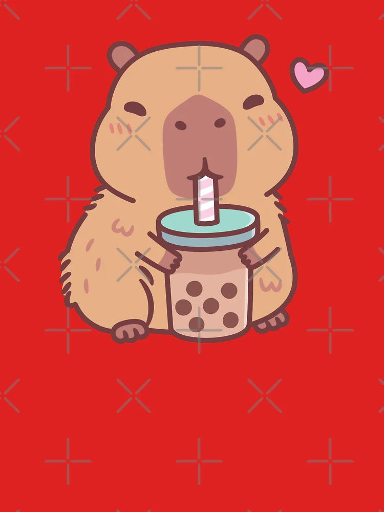 Cute Capybara Loves Drinking Bubble Tea Classic T-Shirt
