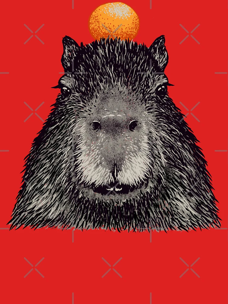 Capybara  Orange | Capy Yuzu | Capybara with Orange on Head | His Name - Gort | Portrait Classic T-Shirt