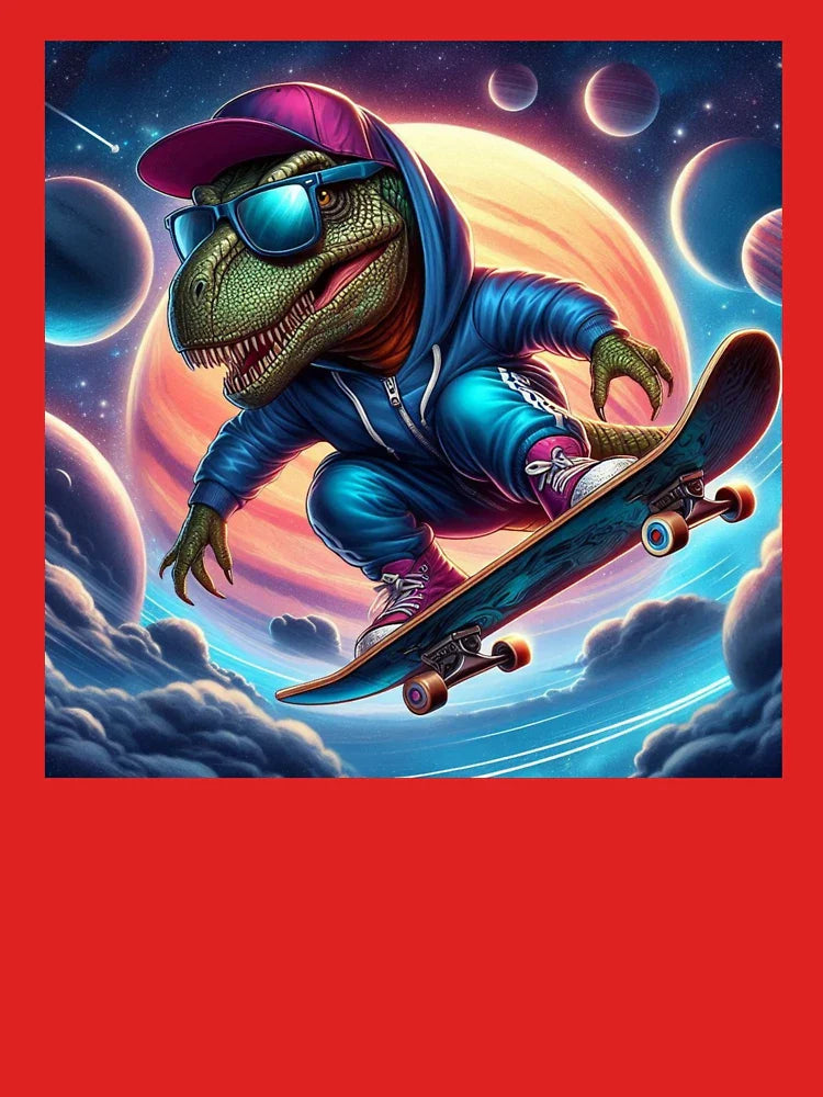 a cute crocodile skateboarding in space Classic T-Shirt