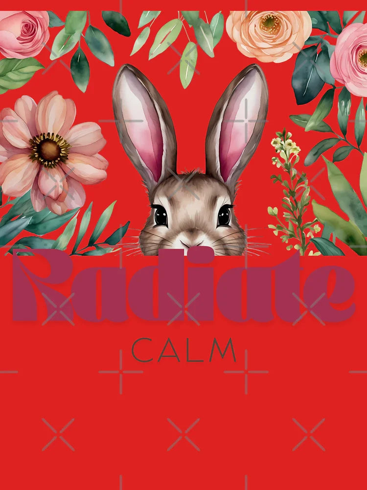 Watercolor illustration presents a cute bunny rabbit surrounded by roses and leaves for Easter or springtime Classic T-Shirt