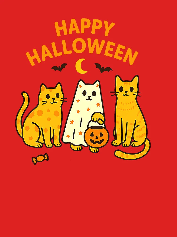 Cute Black Cats in Ghost Costume Women and Men Halloween  Classic T-Shirt