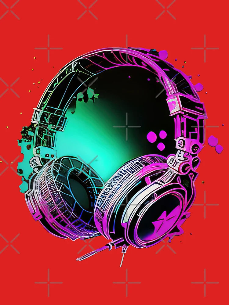 Neon DJ Headphones - Rainbow Rave Graffiti Art Classic T-Shirt