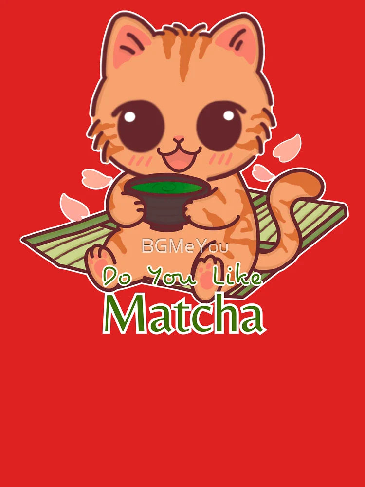 Do You Like Matcha â€“ Kawaii Orange Cat with Green Tea Cup Classic T-Shirt