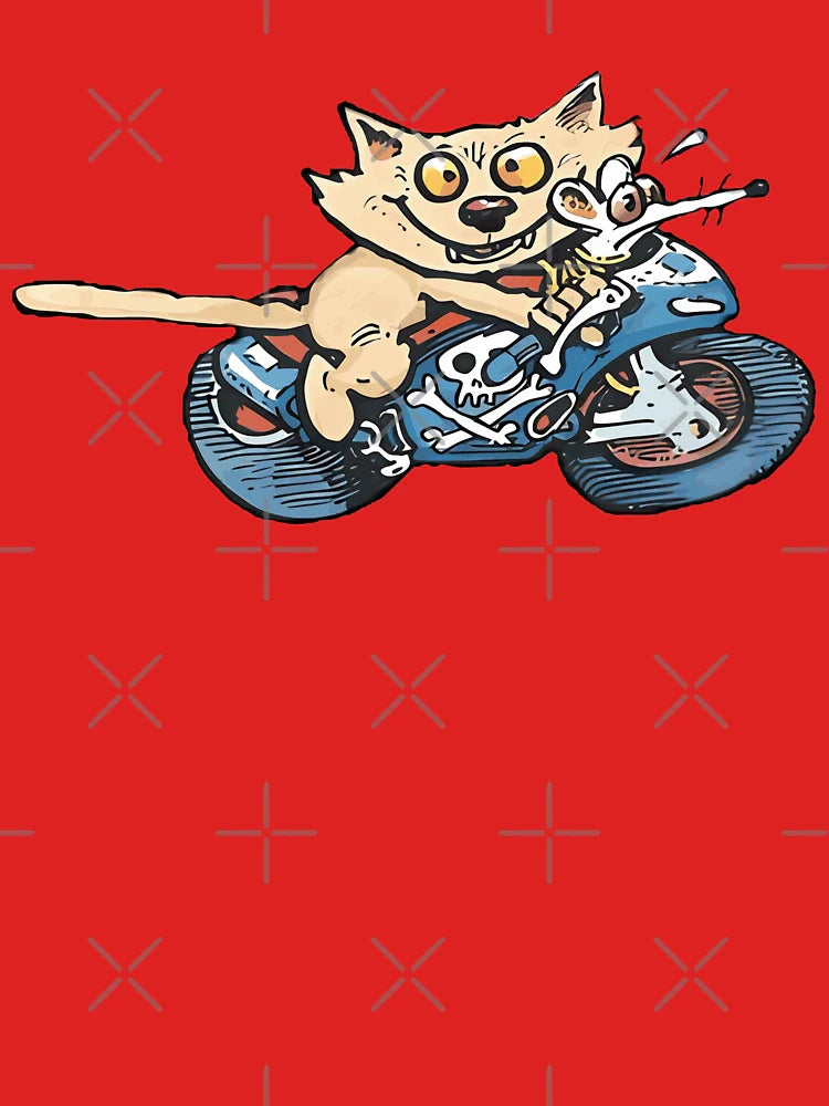 Ogri Cat and Mouse Classic Comic Biker Classic T-Shirt