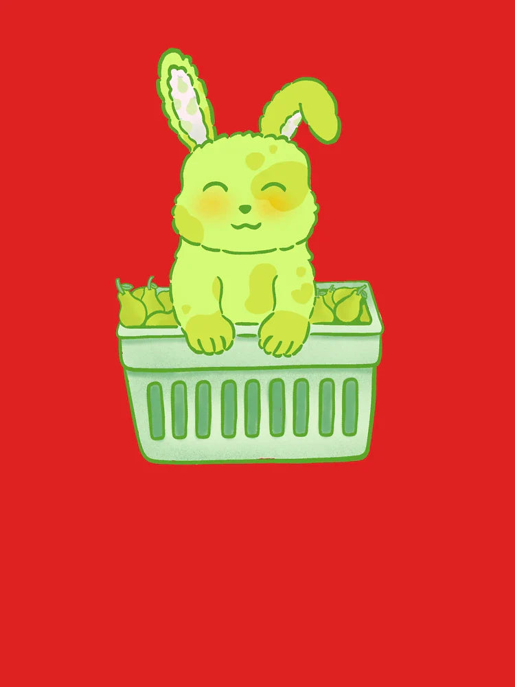 Pear Bunny in Shopping Basket – Cute Kawaii Pastel Animal Design Classic T-Shirt