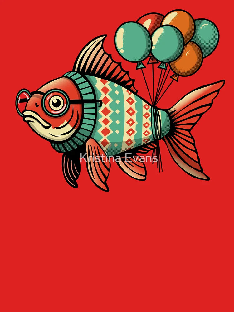 Fish Out of Water – Quirky Retro Balloon Fish Illustration, Funny Gift for Dreamers & Outsiders Classic T-Shirt