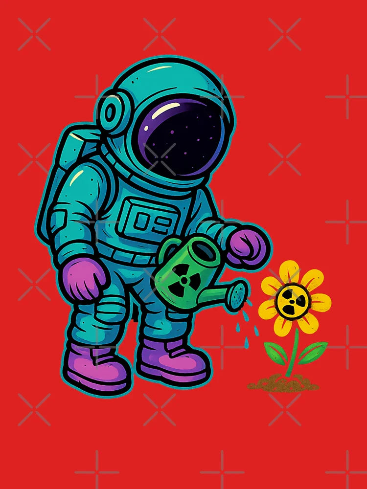Toxic Astronaut Gardening – Radioactive Flower Sci-Fi Art – Dark Humor Space Design Classic T-Shirt