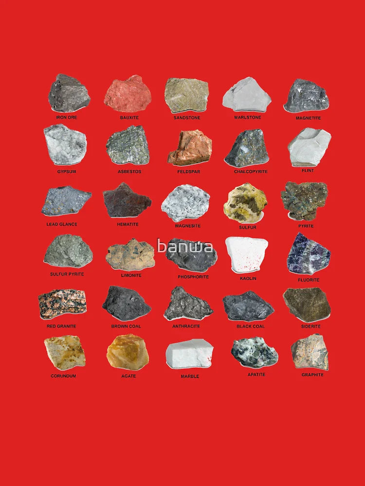 Gems and Crystals Ores and Minerals Rock Collecting Chart Classic T-Shirt