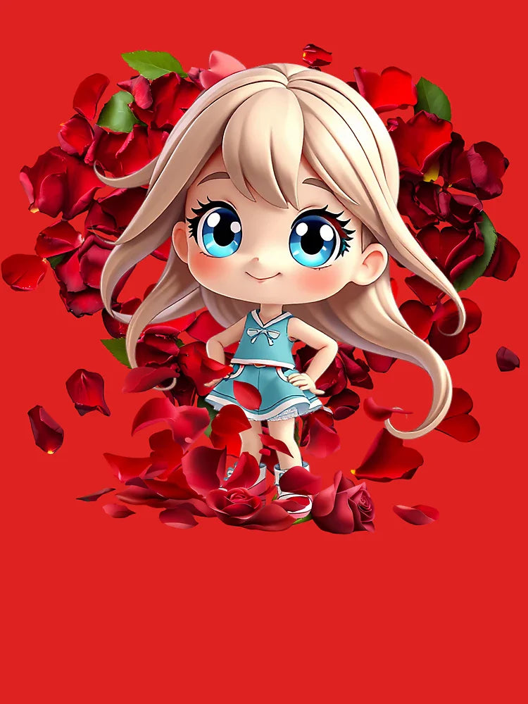 Cute Anime Girl Surrounded by Roses  Classic T-Shirt
