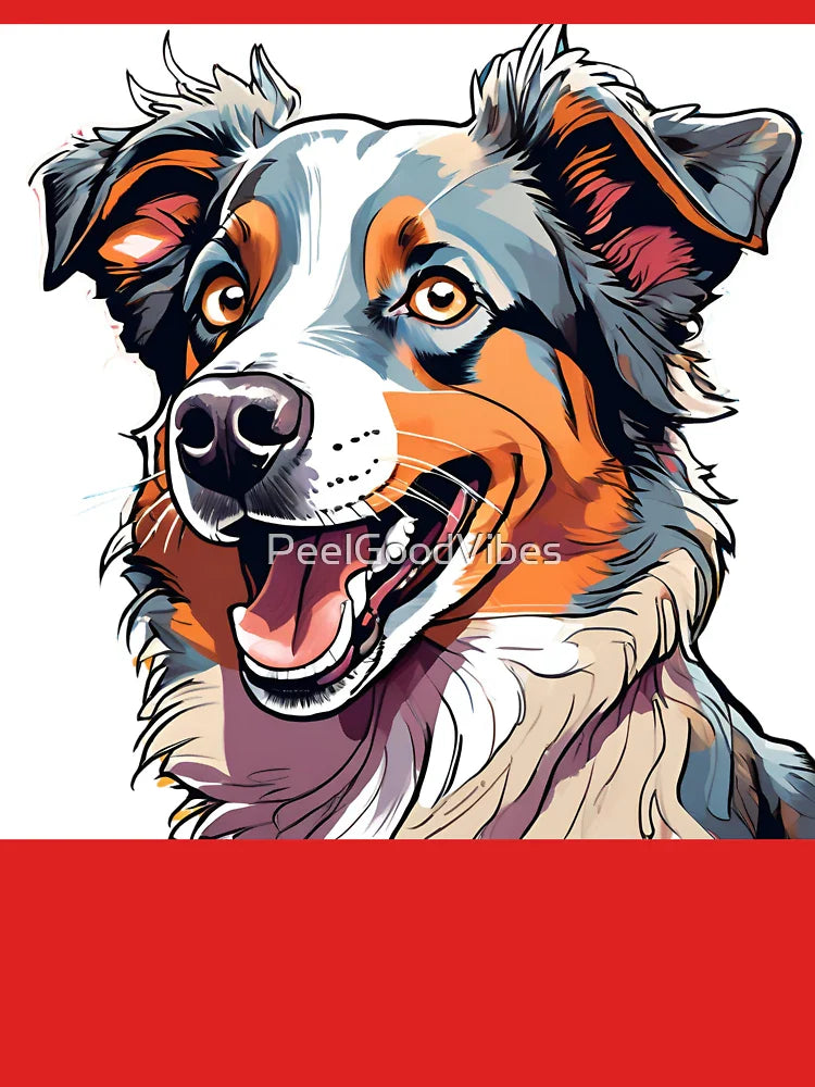 Colorful Aussie Sheperd Head Portrait Art Classic T-Shirt