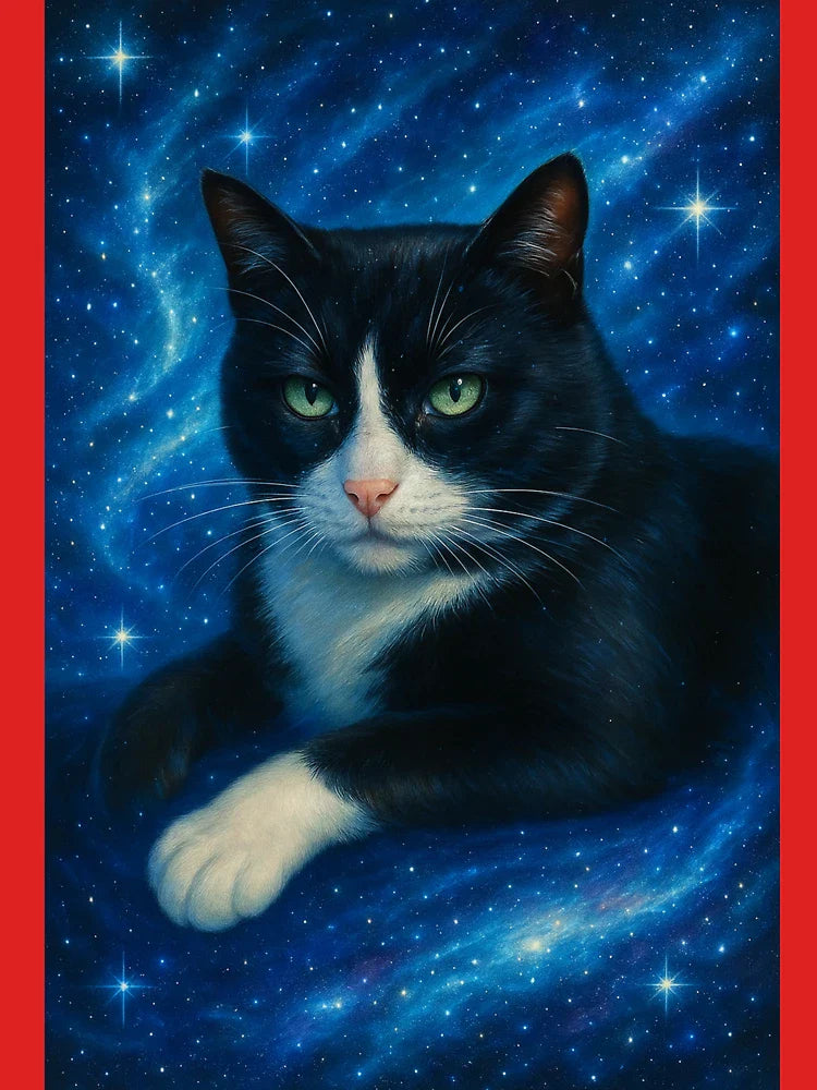 Portrait of a black cat gazing at the starry sky Classic T-Shirt
