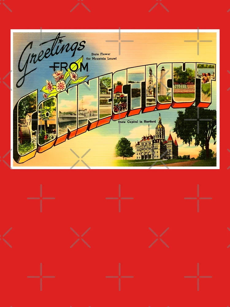 Retro Connecticut Travel Poster Design Classic T-Shirt