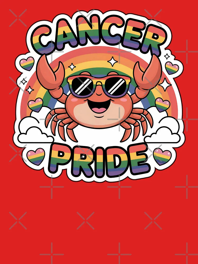 Cancer Pride Month Sticker | Cute Crab Zodiac LGBT Rainbow Design Classic T-Shirt