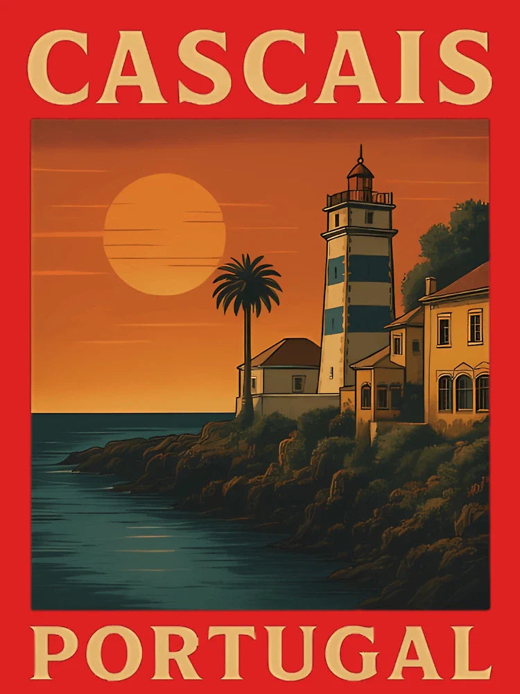 Vintage Cascais Portugal Travel Poster Design Classic T-Shirt