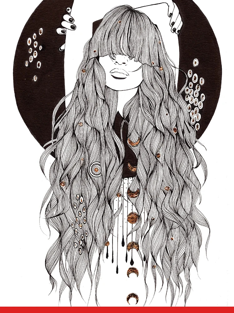 Jupiter moon phase fashion illustration with long hair Classic T-Shirt
