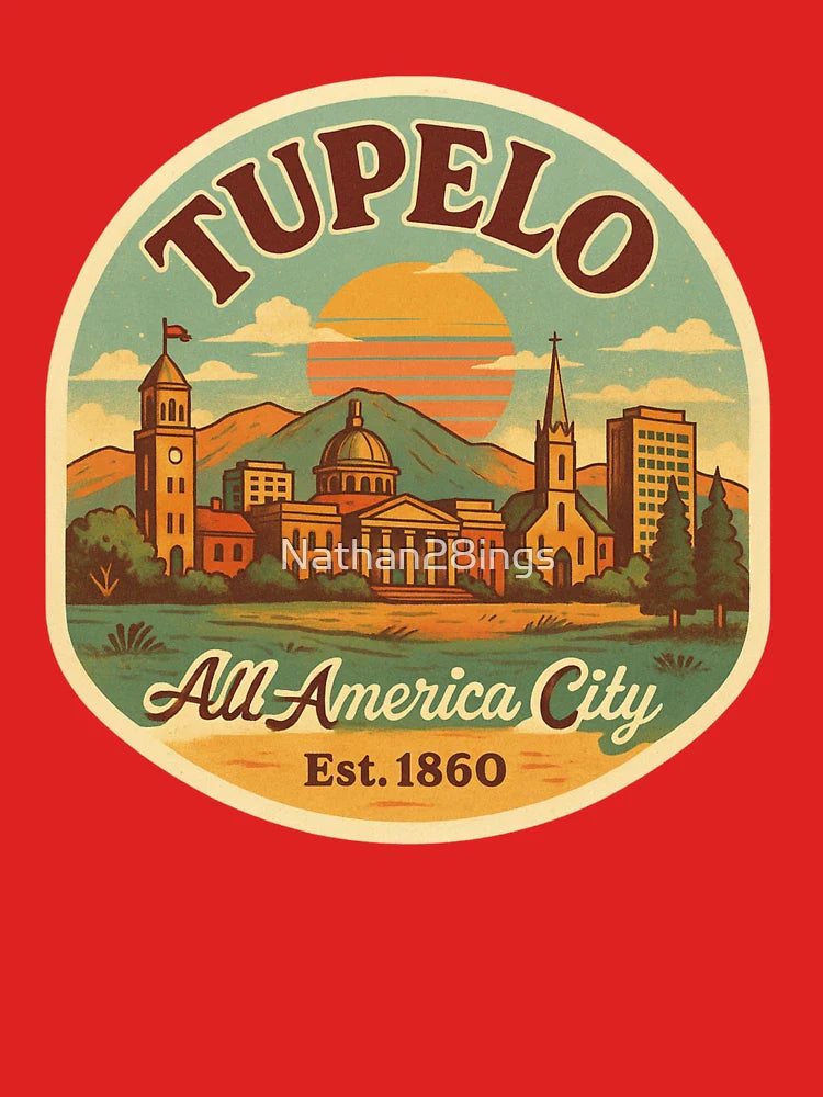 Tupelo Vintage Skyline Sticker – All-America City Classic T-Shirt