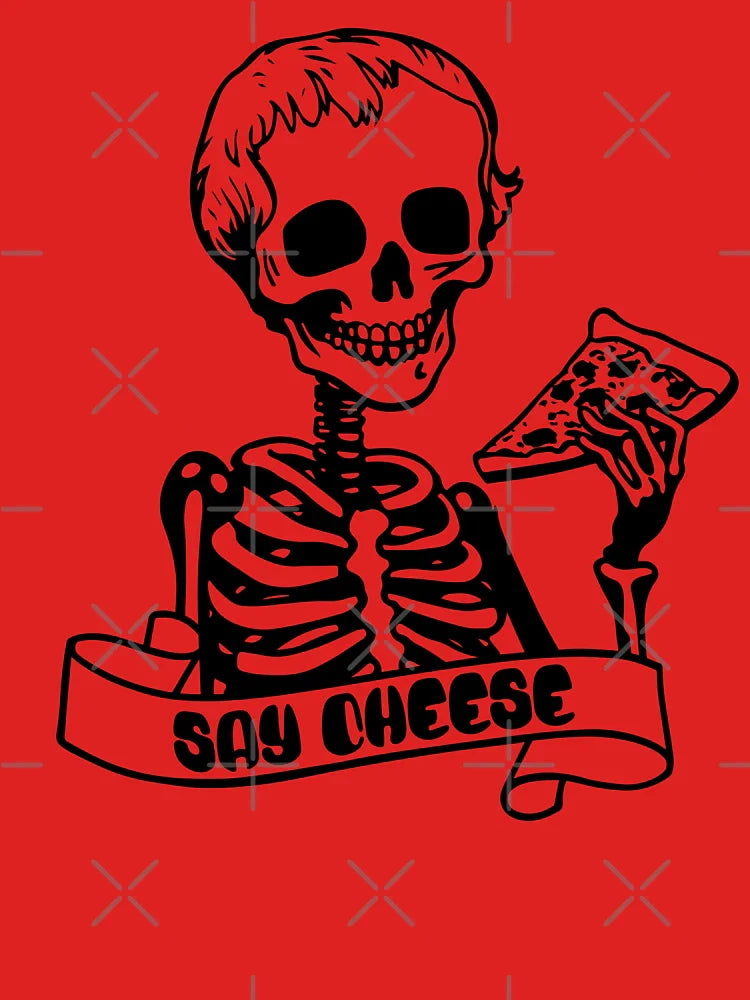 Say Cheese – Funny Skeleton Pizza Punk Art (Monochrome) Classic T-Shirt