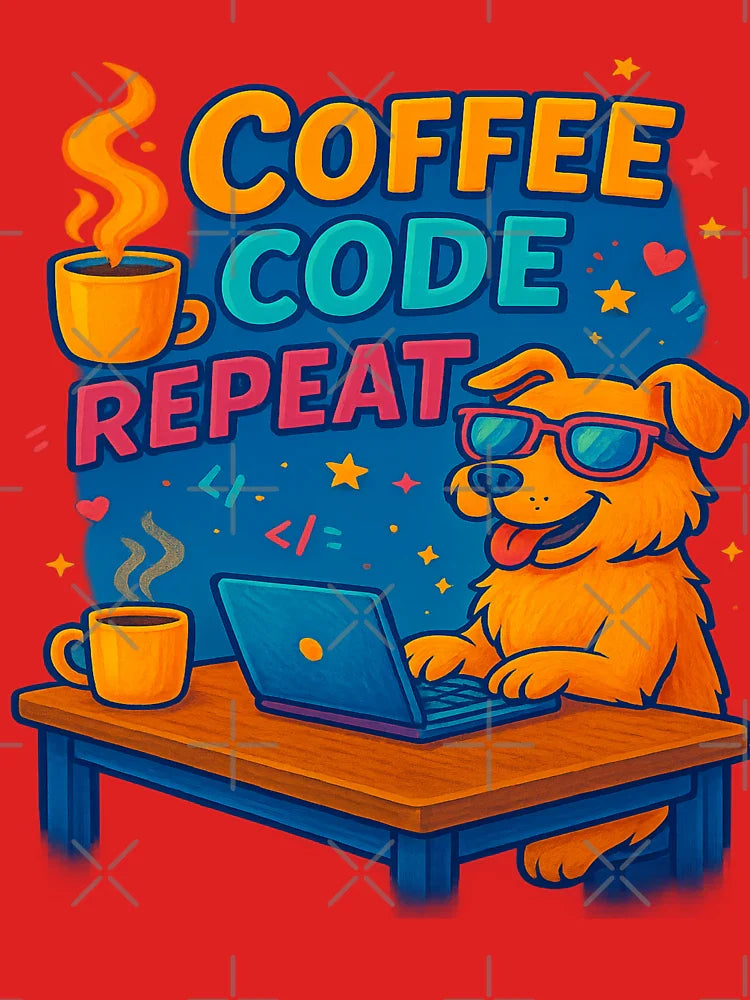 Cool Coder Dog – Coffee Code Repeat Tee Classic T-Shirt
