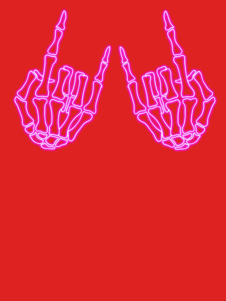 Neon Pink Skeleton Hands Devil Horns Classic T-Shirt