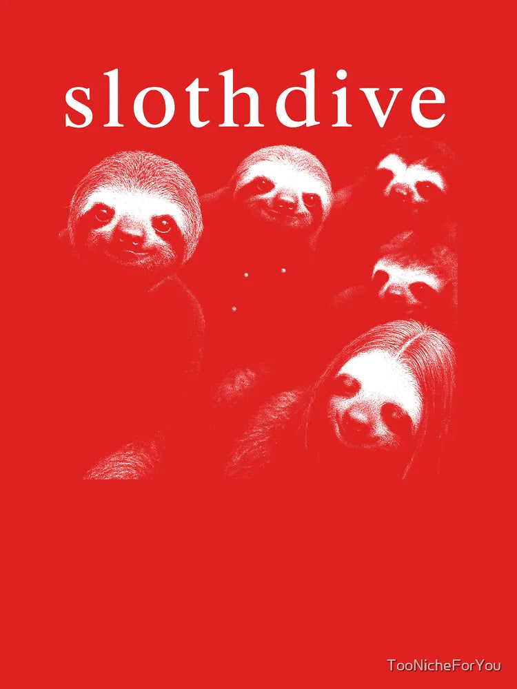 Slothdive Shirt, Funny Band Parody Tee, Slowdive Sloth Mashup, Shoegaze Animal Shirt, Indie Music Fan Gift, Black White Graphic Classic T-Shirt